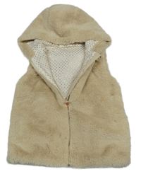 Béžová kožešinová podšitá vesta s kapucí Nutmeg