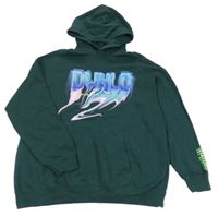 Tmavozelená mikina s nápisem a kapucí H&M