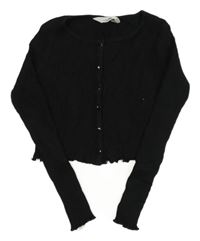 Černé žebrované propínací crop triko H&M