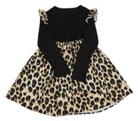 Černo-béžové žebrované šaty s leopardím vzorem George