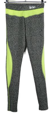 Dámské šedo-neonově zelené melírované sportovní legíny zn. Lee Cooper 