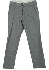 Pánské černo-bílé vzorované plátěné chino kalhoty Reserved vel. 31