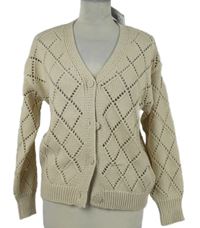 Nové - Dámský béžový třpytivý vzorovaný propínací svetr Primark 
