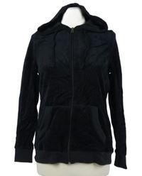 Dámská černá sametová propínací mikina s kapucí Up2Fashion 