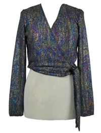 Dámské barevné třipytivé zavinovací triko Pieces 