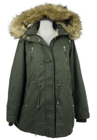 Dámská khaki šusťáková zimní parka s kapucí C&A