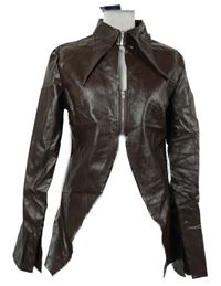 Nové - Dámský hnědý koženkový kabát Solado 