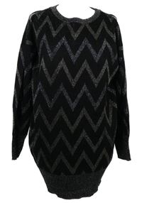 Dámská černo-stříbrná vzorovaná svetrová tunika s průstřihy Et Vous 