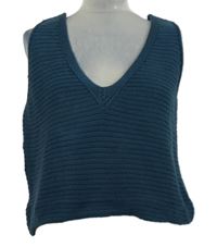 Nové - Dámský tmavomodrý pletený crop top Boohoo 