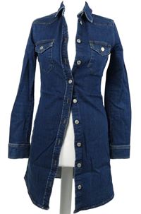 Dámské tmavomodré riflové košilové šaty Topshop 