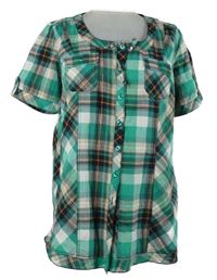 Dámská zeleno-černá kostkovaná halenka Gina Laura 