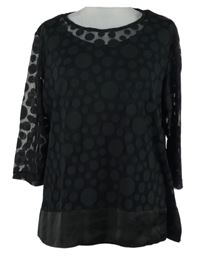 Dámské černé puntíkované tylové triko