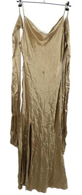 Nové - Dámské béžové saténové midi šaty s vázačkou Topshop