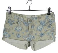 Dámské béžové květované riflové kraťasy H&M