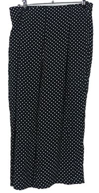 Dámské černo-bílé puntíkované culottes kalhoty F&F