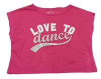 Neonově růžové perforované sportovní crop tričko s nápisem Souluxe