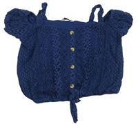 Tmavomodrý krajkový crop top Primark