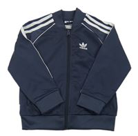 Tmavomodrá sportovní propínací mikina s logem Adidas