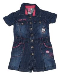 Tmavomodré riflové propínací šaty s Hello Kitty Sanrio