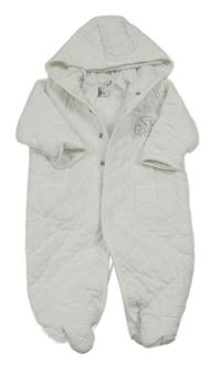 Bílá prošívaná zateplená kombinéza s obrázkem a kapucí Jasper Conran