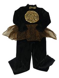 Kostým- černo-béžový sametový overal s flíčky a sukní George