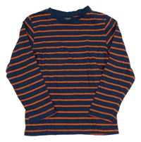 Tmavomodro-oranžové pruhované triko OVS