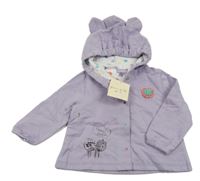 Nové - Fialová podšitá propínací mikina s kočkou a kapucí 