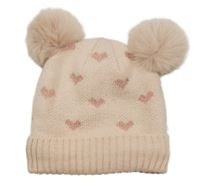 Světlerůžová čepice se srdíčky a bambulemi Topolino