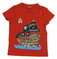 Červené tričko s lodí 