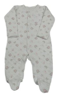 Bílý prošívaný overal se slony