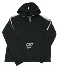 Černá sportovní mikina s výšivkou a kapucí 