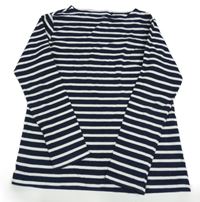Tmavomodro-bílé pruhované triko