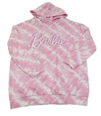 Růžovo-bílá mikina s nápisem a kapucí