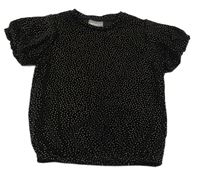 Černé puntíkaté sametové tričko 