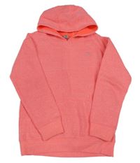 Neonově růžová melírovaná mikina s potiskem a kapucí TU