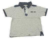 Světlešedo-černé pruhované polo tričko Rebel