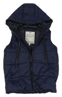 Nové - Tmavomodrá zateplená šusťáková vesta s kapucí M&S