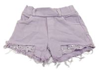 Fialové kraťasy s flitry
