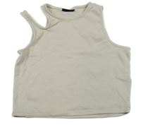 Béžový žebrovaný crop top 