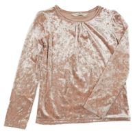 Světlerůžové sametové triko H&M
