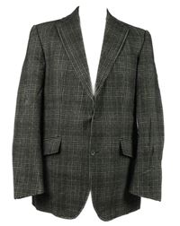 Pánské černo-béžovo-hnědé kostkované vlněné sako 