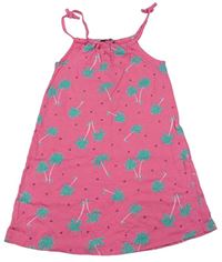 Růžové bavlněné šaty s palmami George