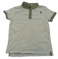 Khaki-bílé pruhované polo tričko s palmou 