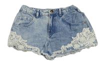 Světlemodré riflové kraťasy s krajkou Denim Co.