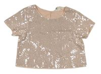 Světlerůžové flitrové crop tričko H&M