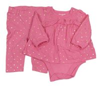 2set - Růžové body s kytičkami + tregíny 
