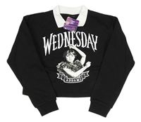Černá crop mimina s Wednesday a límečkem 