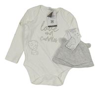 2set - Bílé body s nápisem + čepice - Me to you 