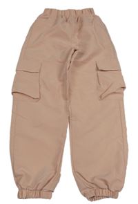 Růžové cuff kalhoty s kapsami Shein