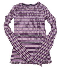Fialovo-tmavomodré žebrované triko 